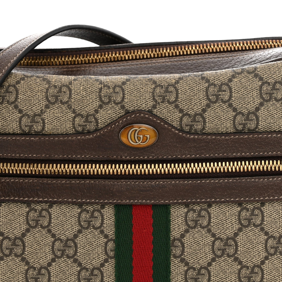 GG Supreme Monogram Web Small Ophidia Shoulder Bag Brown