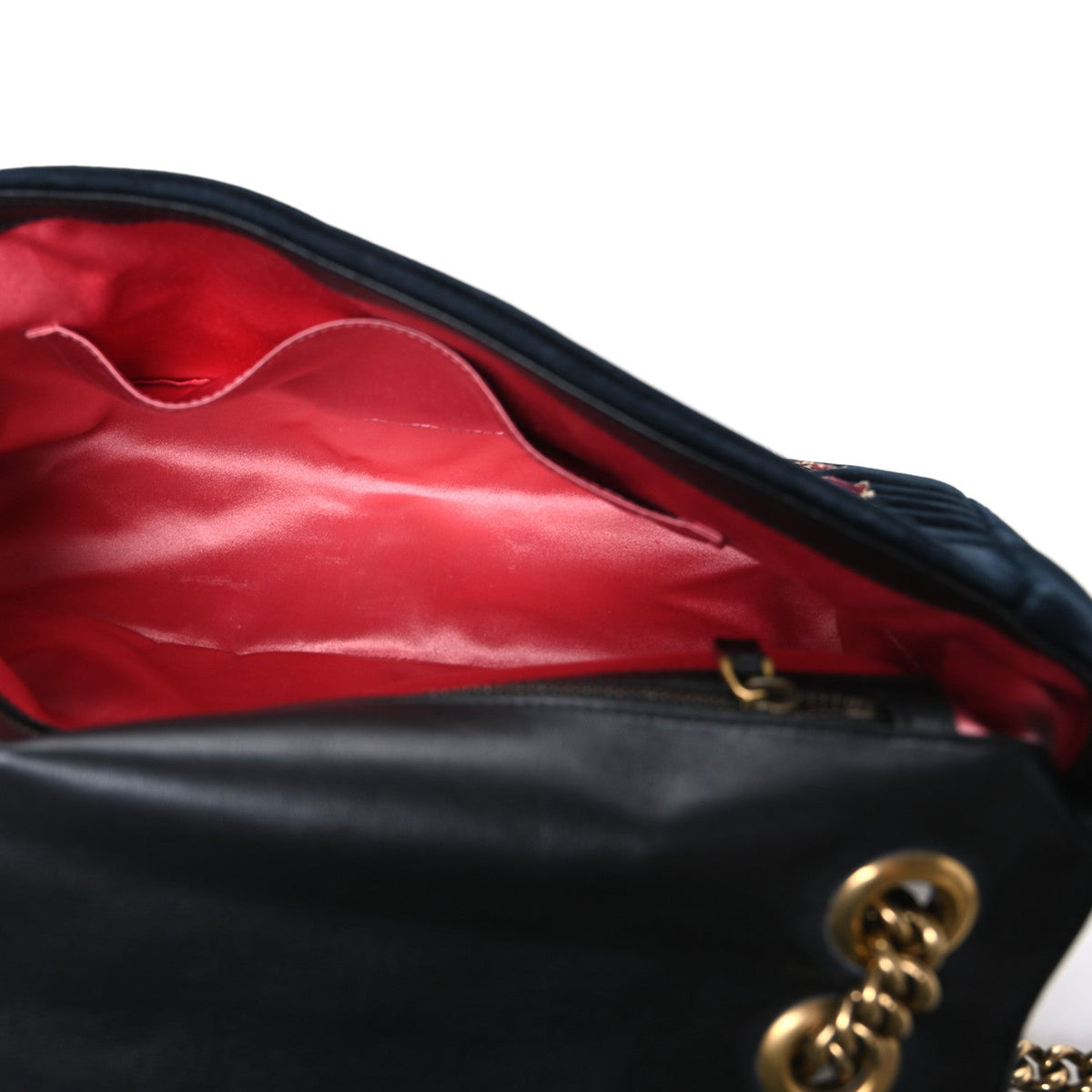 Velvet Matelasse Loved Embroidered Medium GG Marmont Shoulder Bag Black