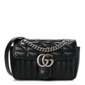 Calfskin Matelasse Aria Mini GG Marmont Shoulder Bag Black
