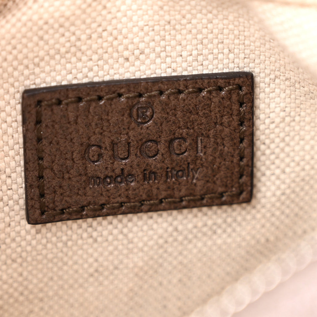 GG Supreme Monogram Textured Calfskin Web Small Attache Shoulder Bag Beige Ebony New Acero