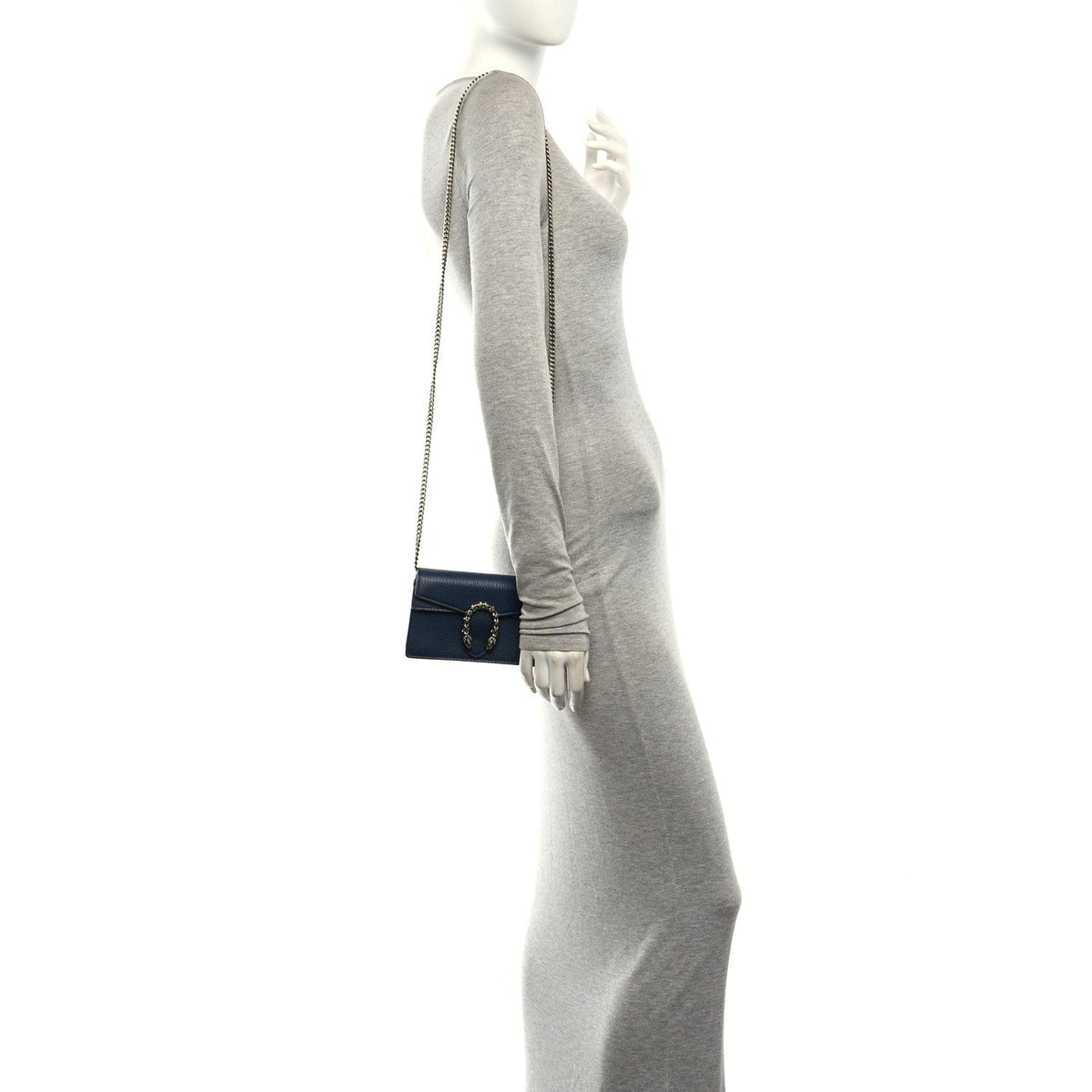 Dollar Calfskin Crystal Super Mini Dionysus Shoulder Bag Blue Agata Black Diamond