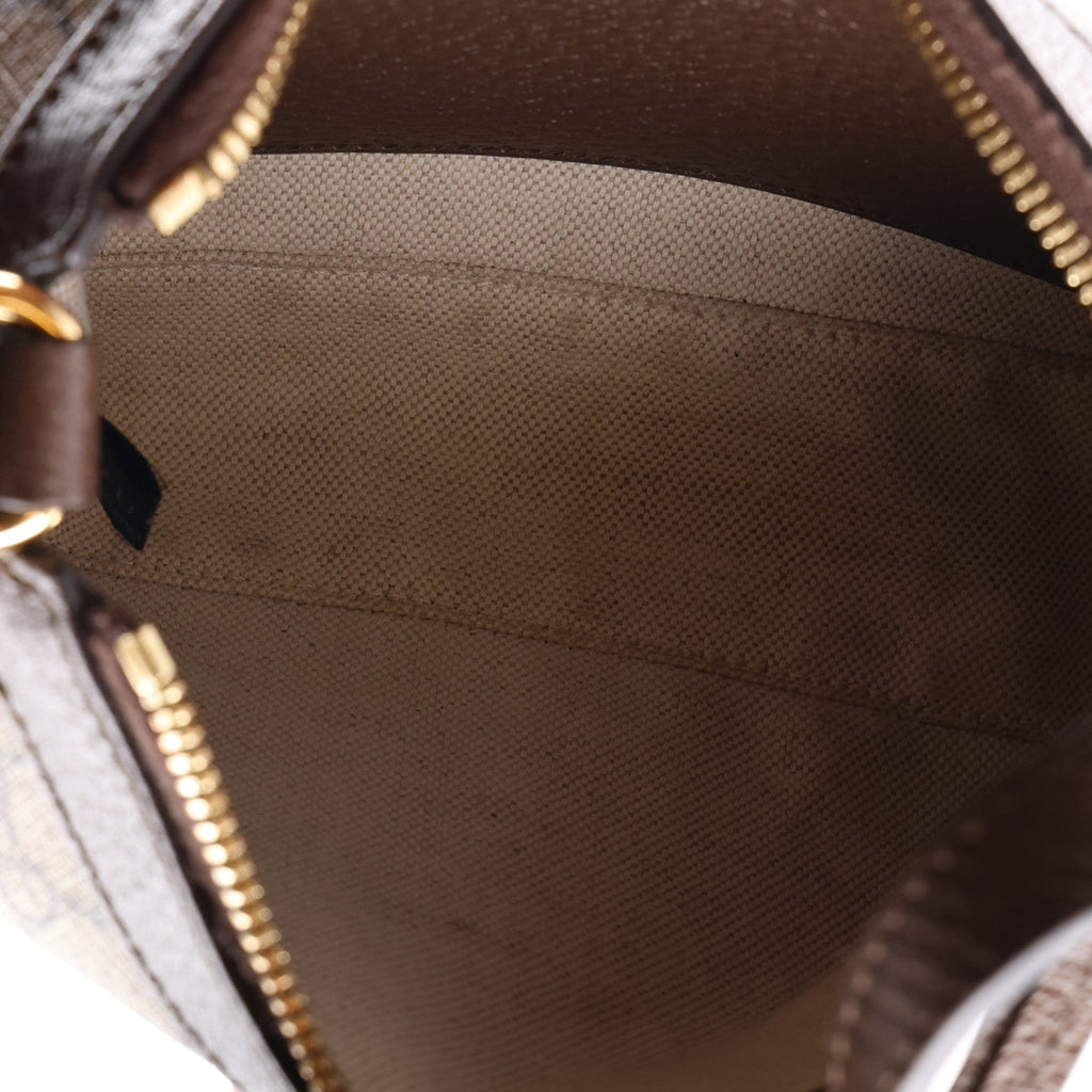 GG Supreme Monogram Textured Dollar Calfskin Small Ophidia Hobo Beige Ebony New Acero