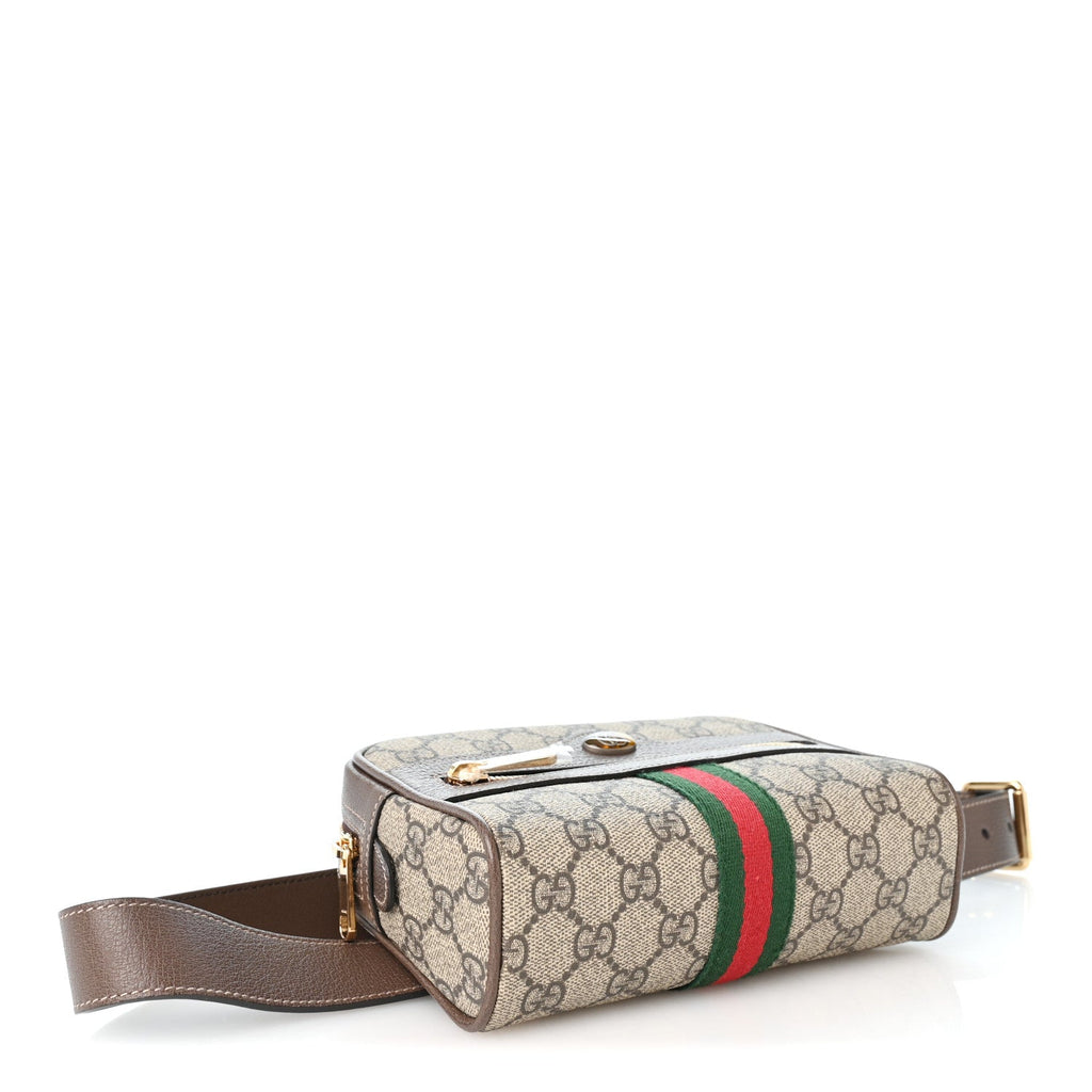 GG Supreme Monogram Web Small Ophidia Belt Bag 85 34 Dark Brown