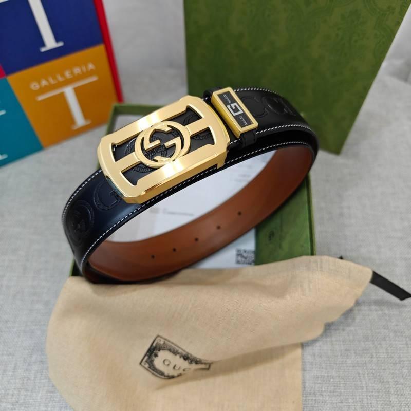GUCCI Embellished coated-canvas and leather belt 'Black'