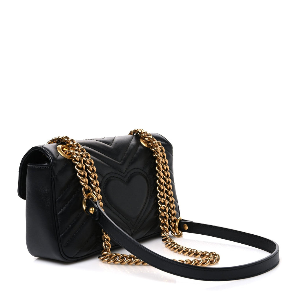 Calfskin Matelasse Mini GG Marmont Shoulder Bag Black