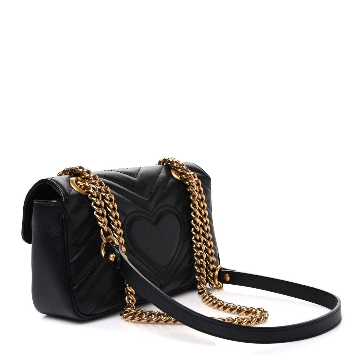 Calfskin Matelasse Mini GG Marmont Shoulder Bag Black