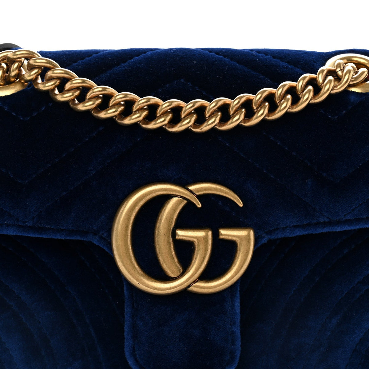 Velvet Matelasse Mini GG Marmont Shoulder Bag Cobalt Blue