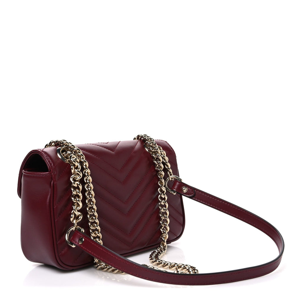 Calfskin Matelasse Mini GG Marmont Shoulder Bag Rosso Ancora