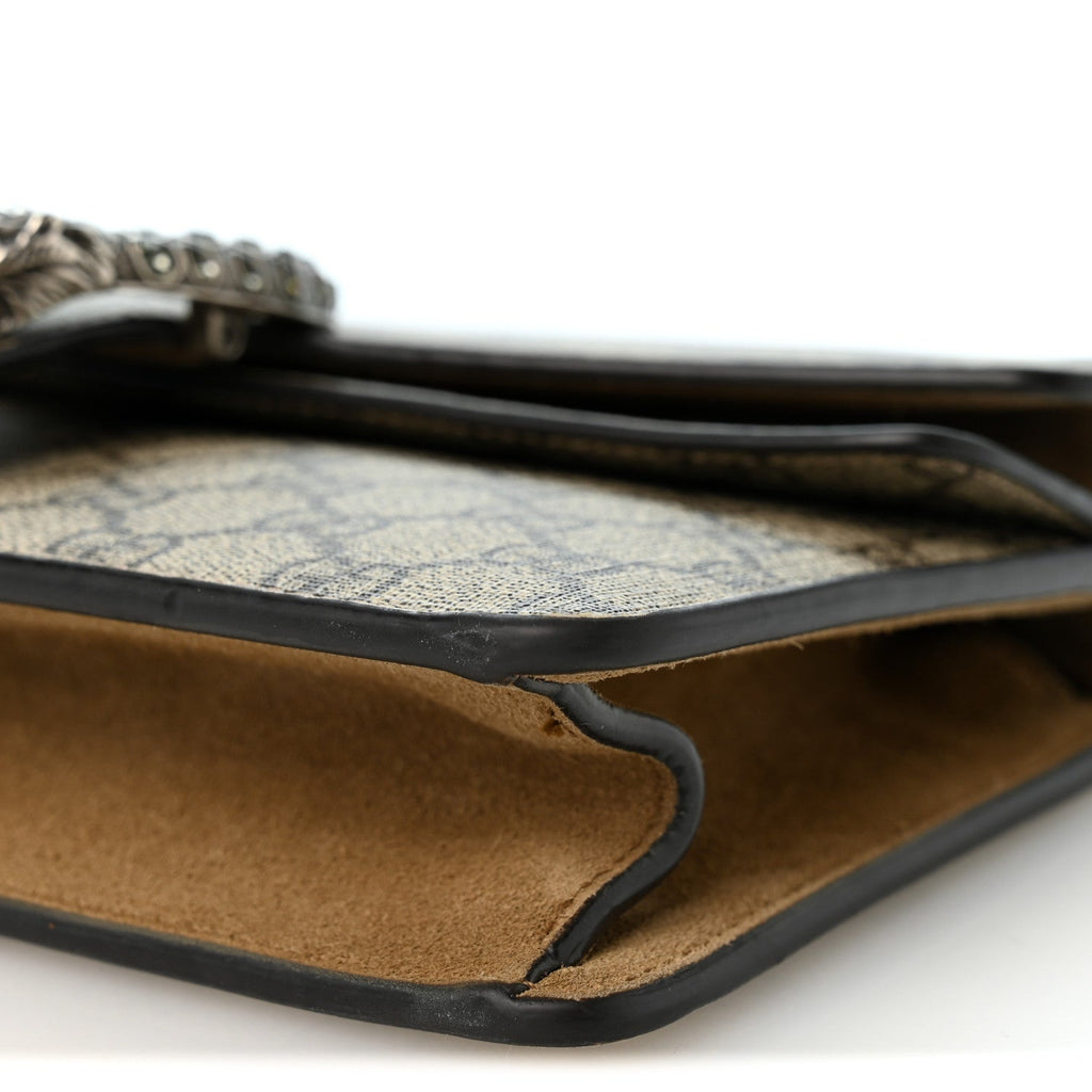 GG Supreme Monogram Suede Crystal Small Dionysus Shoulder Bag Beige Ebony Taupe