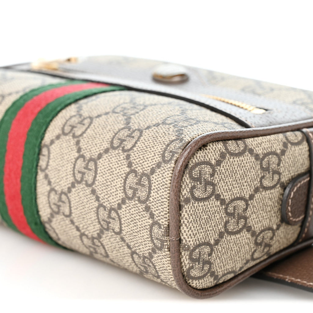 GG Supreme Monogram Web Small Ophidia Belt Bag 85 34 Dark Brown