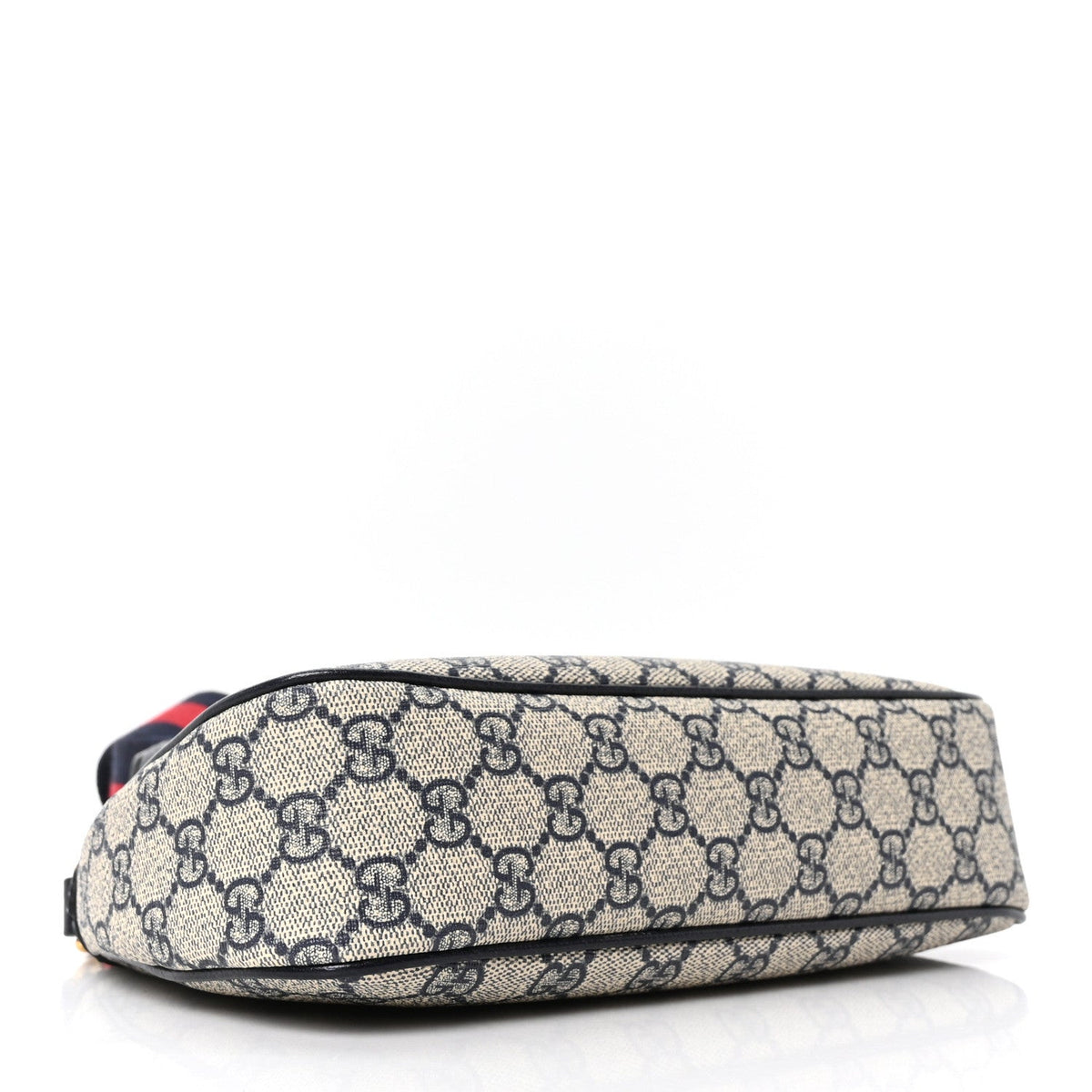 GG Supreme Monogram Textured Dollar Calfskin Web Small Ophidia GG Handbag Beige Blue