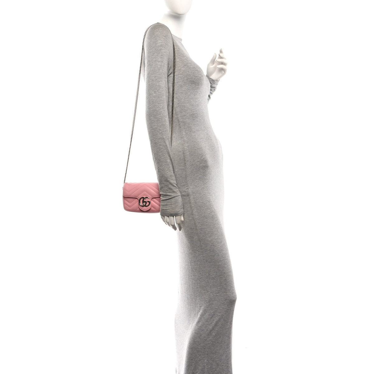 Calfskin Matelasse Super Mini GG Marmont Shoulder Bag Wild Rose