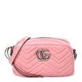 Calfskin Matelasse Small GG Marmont Chain Shoulder Bag Wild Rose