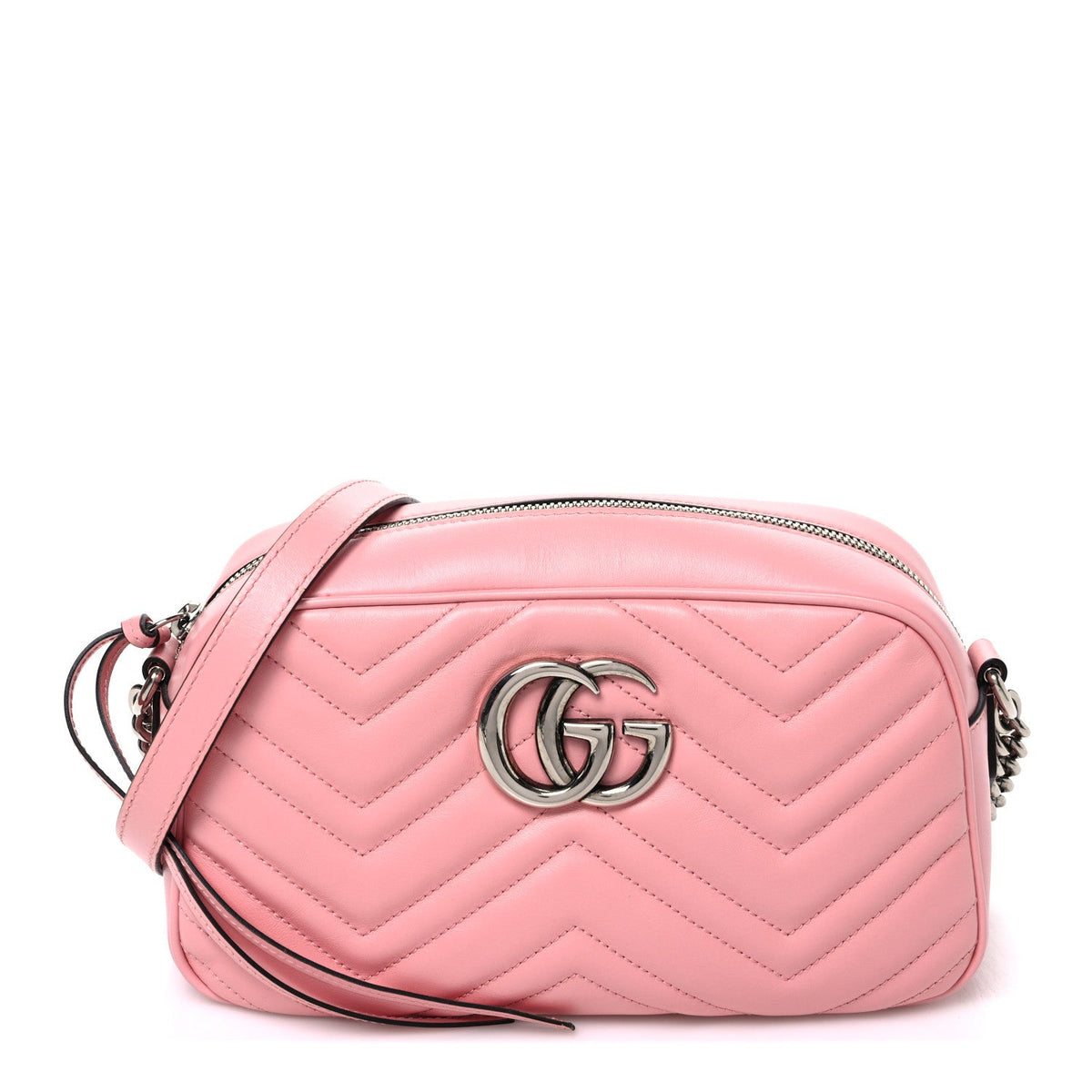 Calfskin Matelasse Small GG Marmont Chain Shoulder Bag Wild Rose