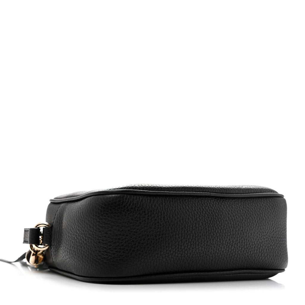 Pebbled Calfskin Small Soho Disco Bag Black