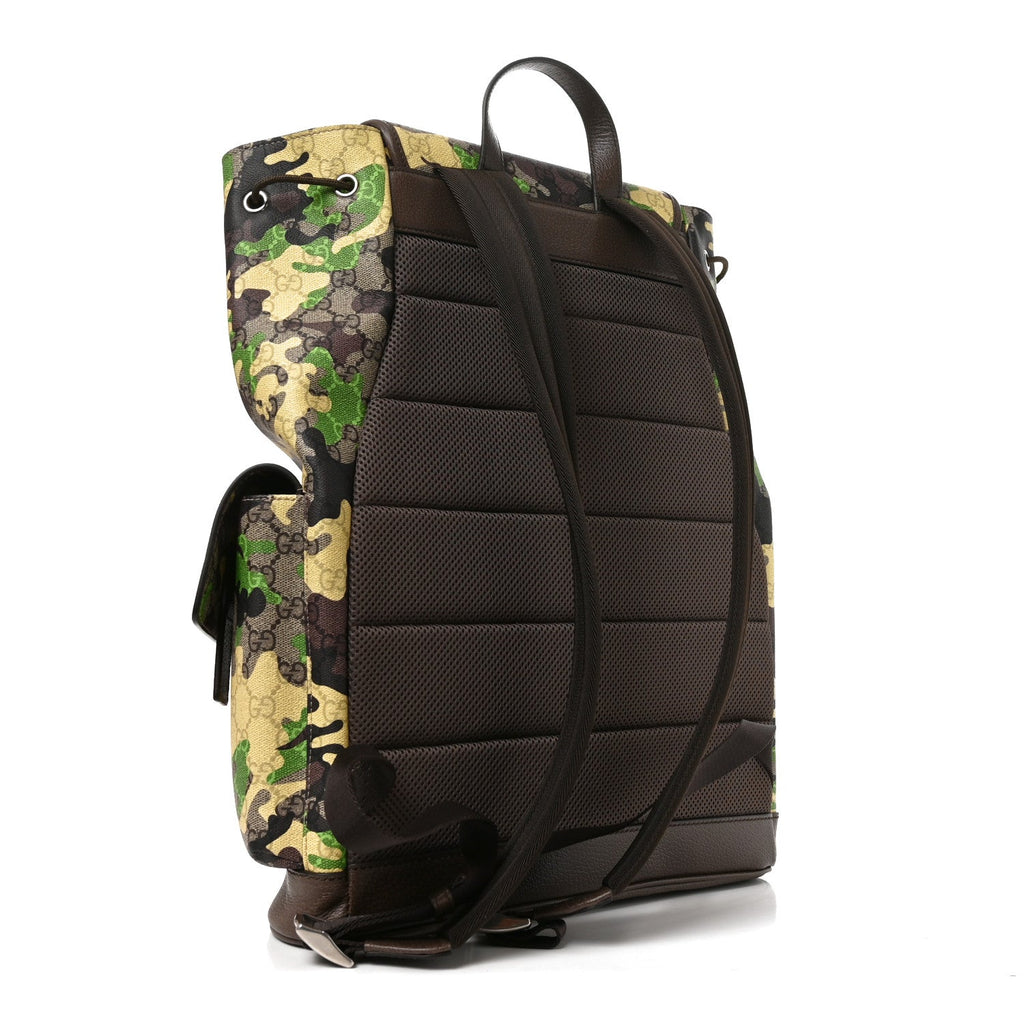 GG Supreme Monogram Camouflage Large Backpack Green Multicolor