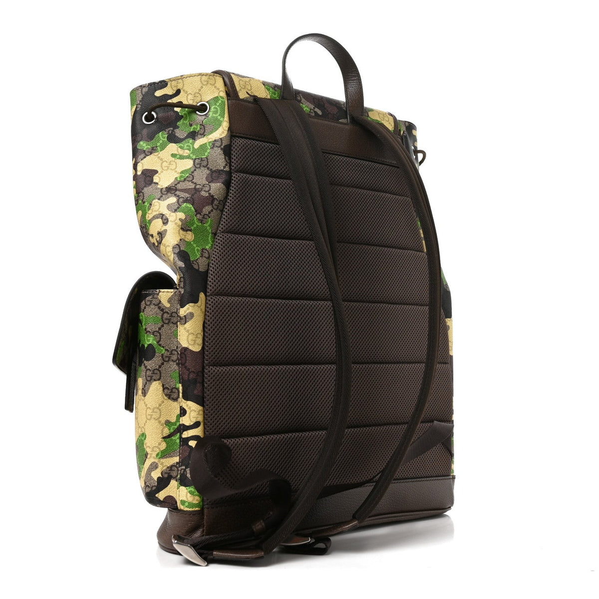 GG Supreme Monogram Camouflage Large Backpack Green Multicolor