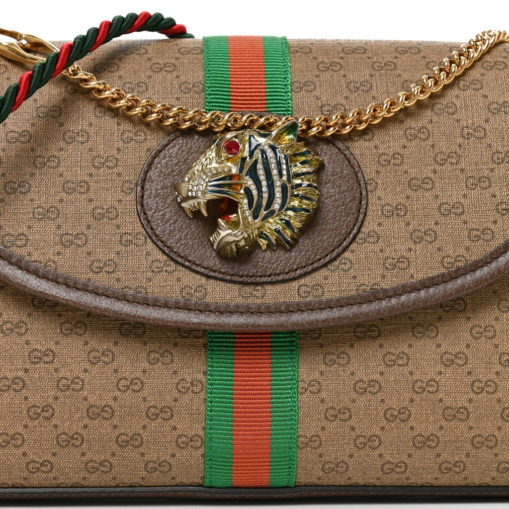 Mini Vintage GG Supreme Monogram Web Small Rajah Slim Flap Shoulder Bag Beige New Acero
