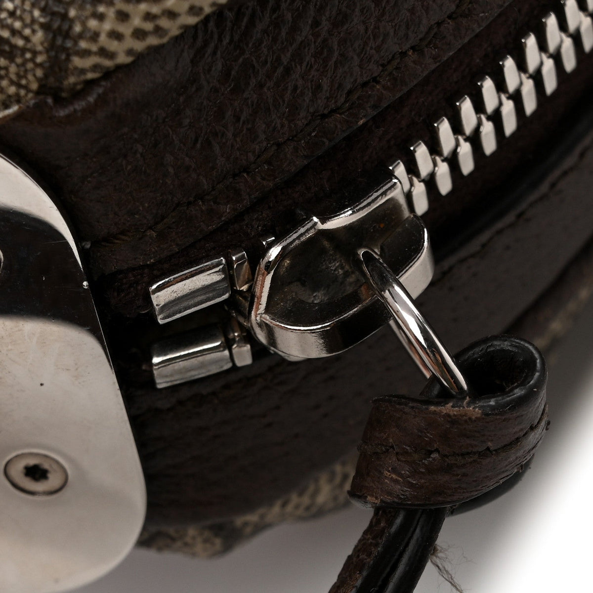 GG Supreme Monogram Textured Calfskin Web Small Attache Shoulder Bag Beige Ebony New Acero
