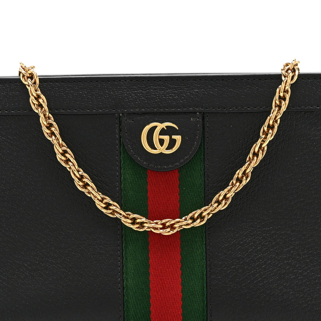Calfskin GG Web Small Ophidia Chain Shoulder Bag Black