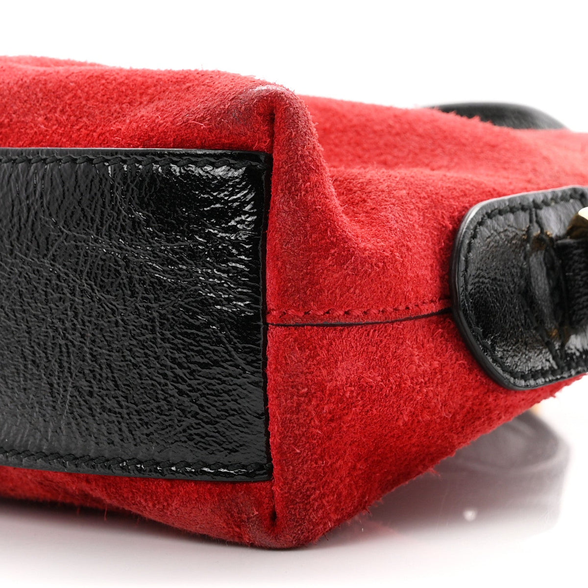 Suede Patent Web GG Small Ophidia Dome Shoulder Bag Hibiscus Red