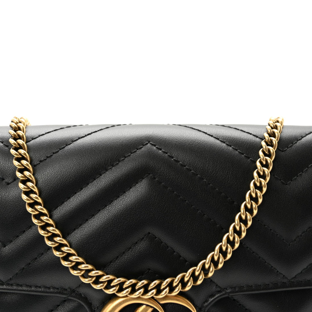 Calfskin Matelasse Mini GG Marmont Shoulder Bag With Case Black White