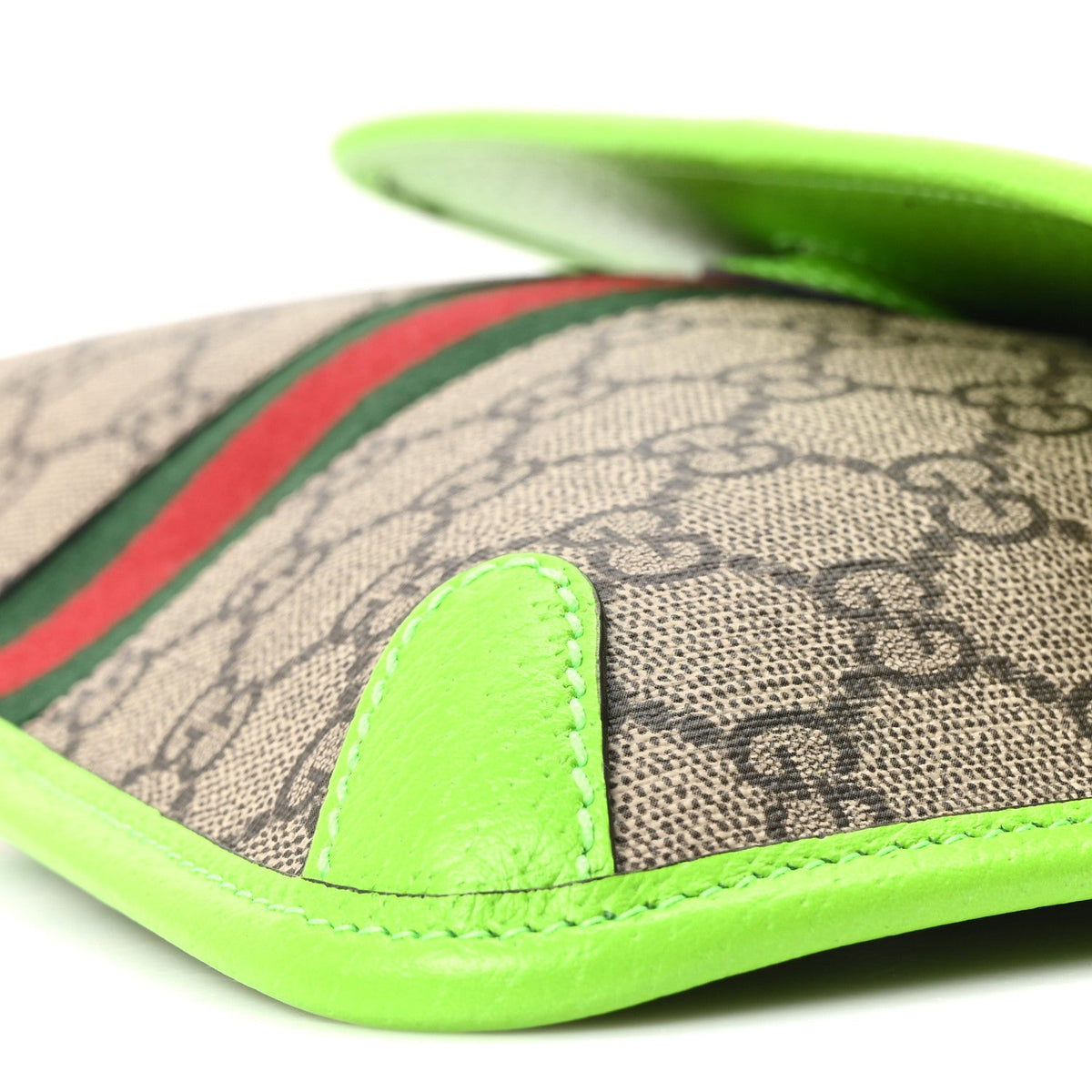 GG Supreme Monogram Web Small Ophidia Belt Bag Beige Ebony Electric Green