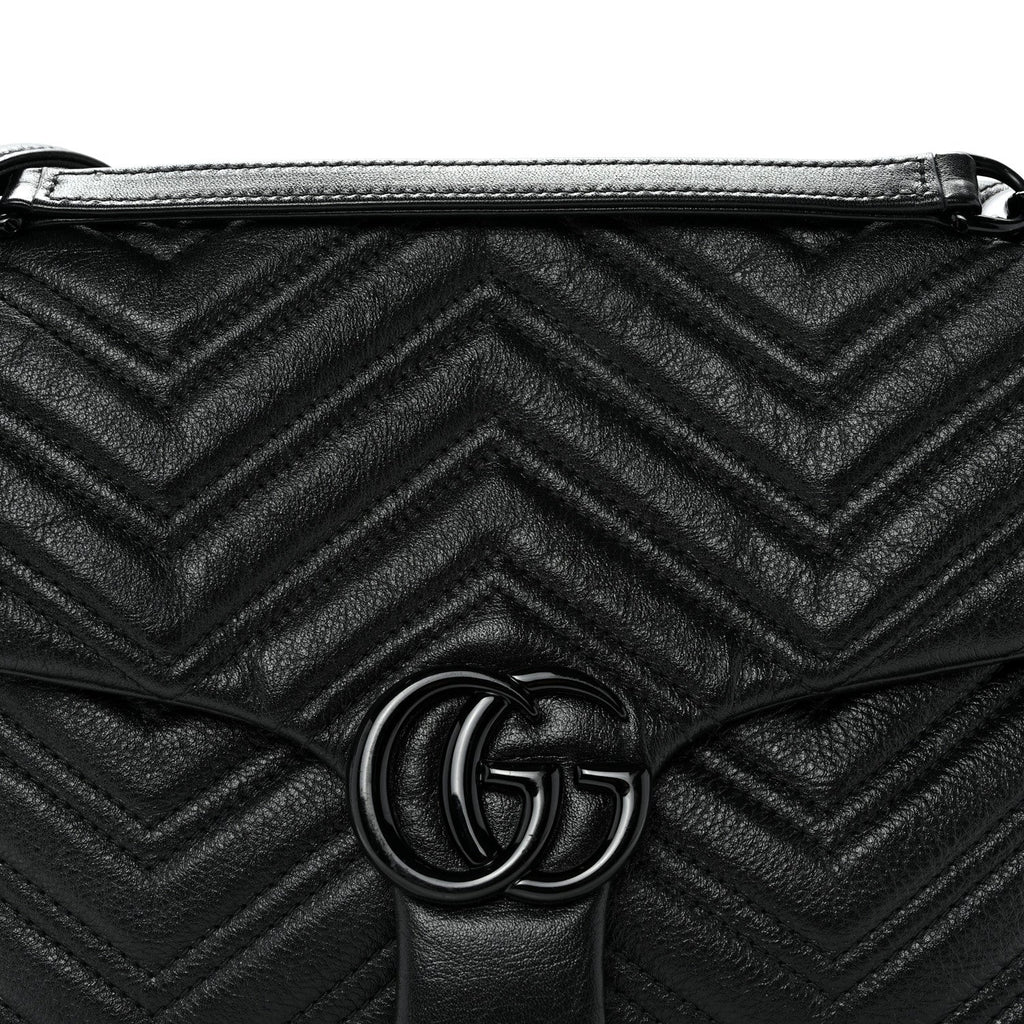 Soft Calfskin Matelasse Medium GG Marmont Shoulder Bag Black