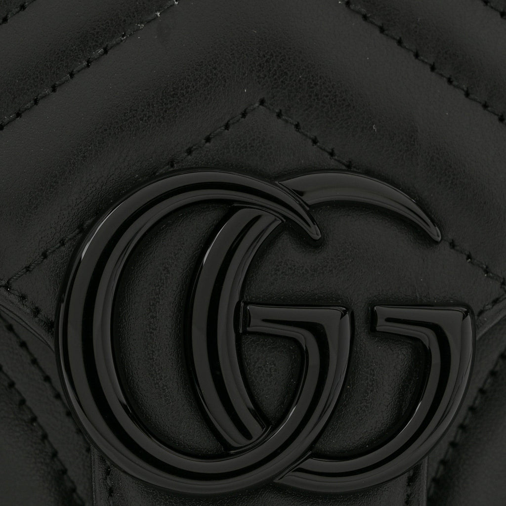 Calfskin Matelasse Monochrome Small GG Marmont Shoulder Bag Black