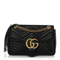 Calfskin Matelasse Medium GG Marmont Shoulder Bag Black