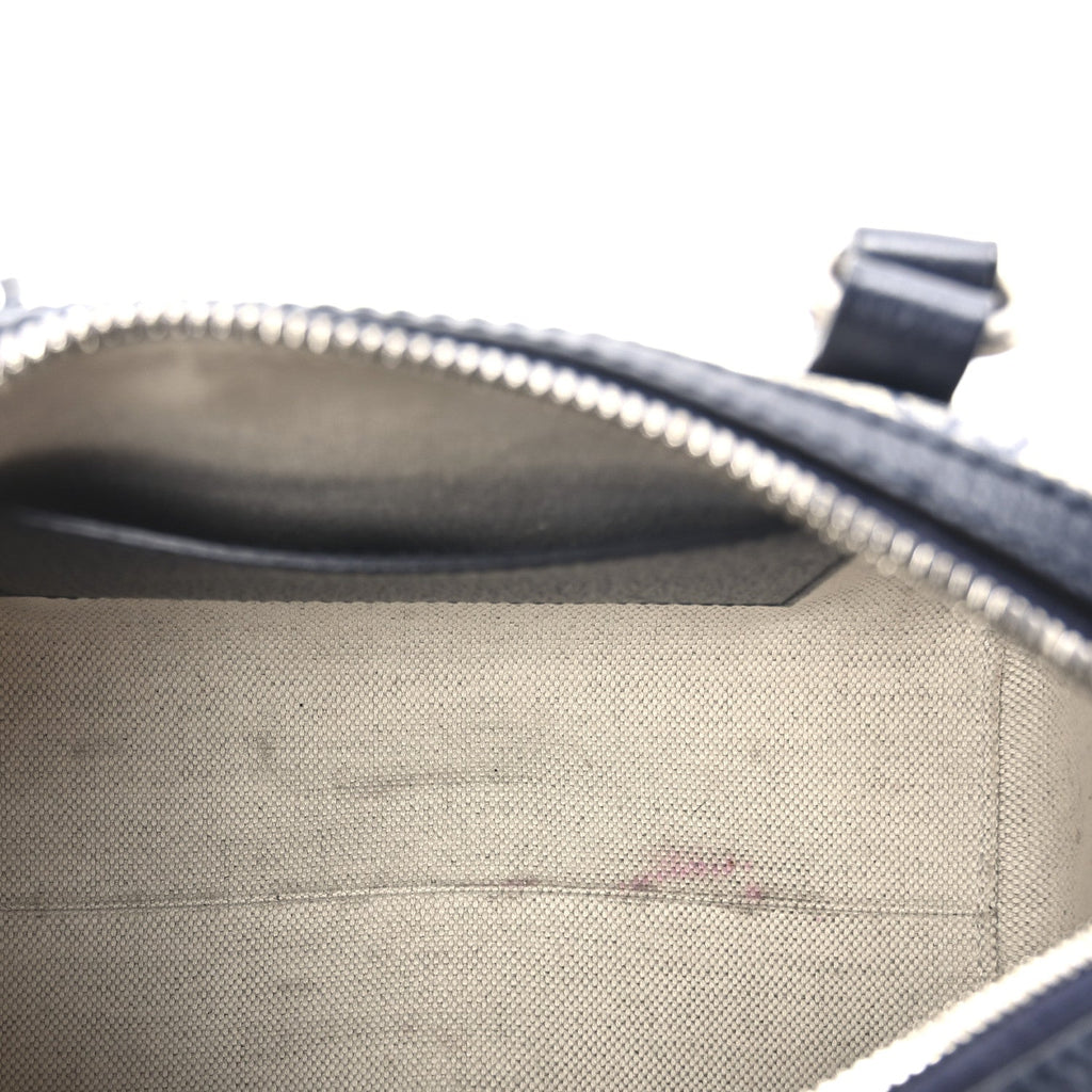 GG Supreme Monogram Textured Dollar Calfskin Web Mini Ophidia Top Handle Bag Beige Blue