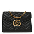 Calfskin Matelasse GG Marmont Chain Wallet Black