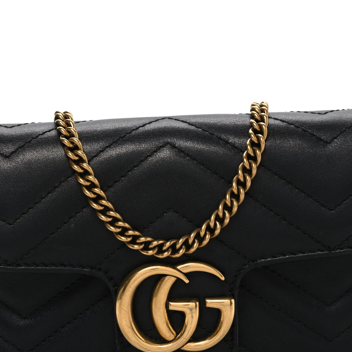 Calfskin Matelasse Super Mini GG Marmont Shoulder Bag Black
