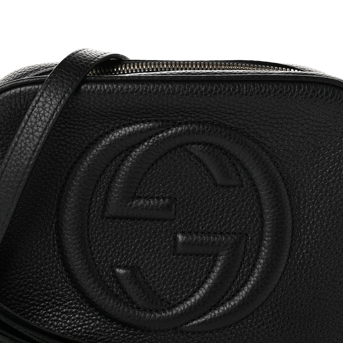 Pebbled Calfskin Small Soho Disco Bag Black