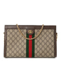 GG Supreme Monogram Web Medium Ophidia Chain Shoulder Bag Brown