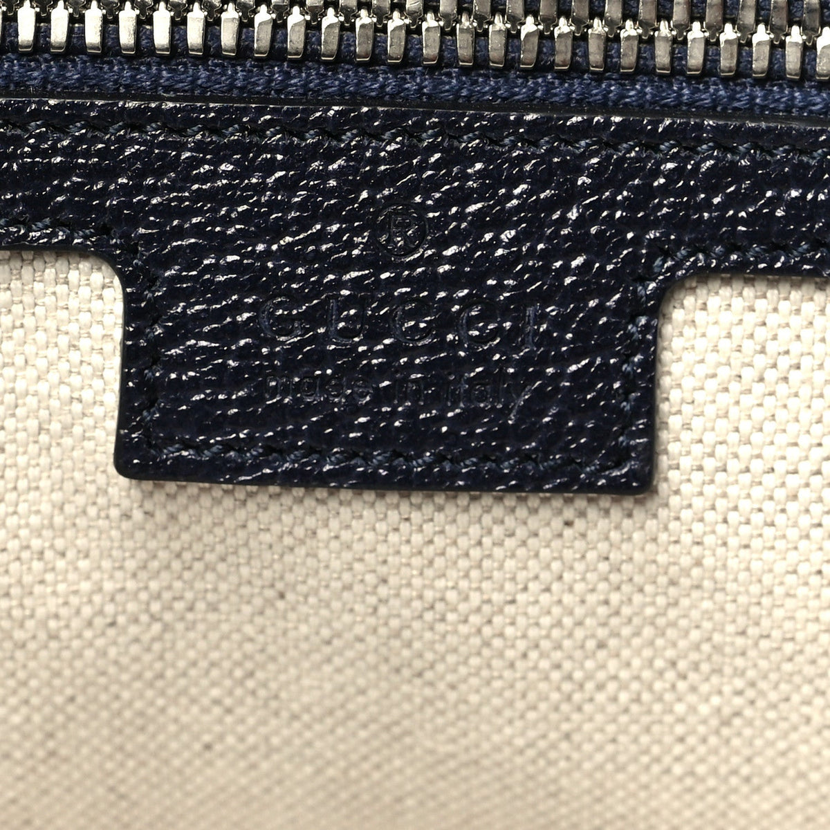 GG Supreme Monogram Textured Dollar Calfskin Web Medium Retro Interlocking G Tote Bag Beige Blue