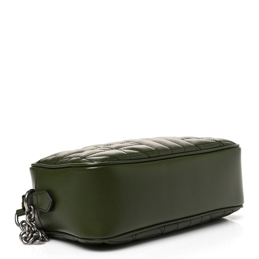 Calfskin Matelasse Aria Small GG Marmont Chain Shoulder Bag Military Wood