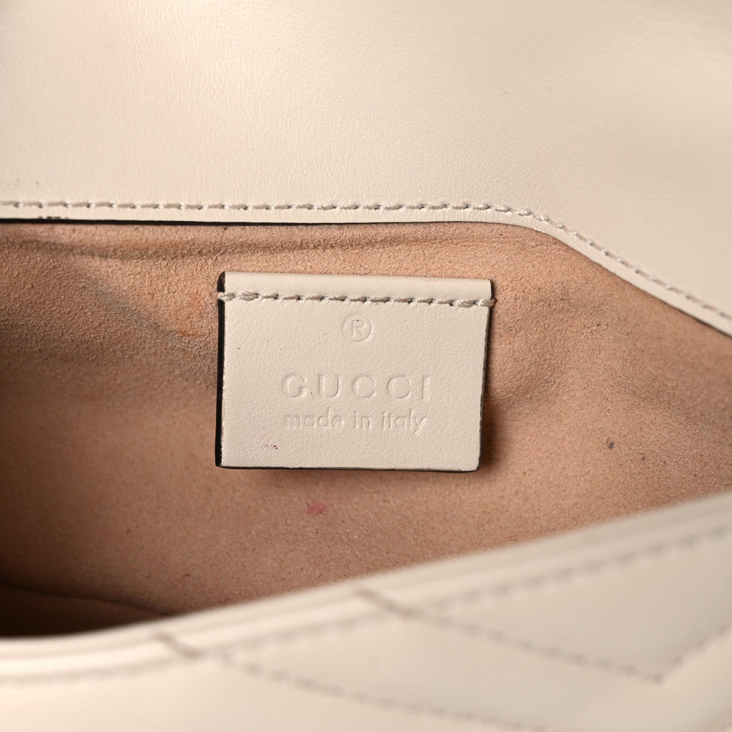 Calfskin Matelasse Super Mini GG Marmont Shoulder Bag White