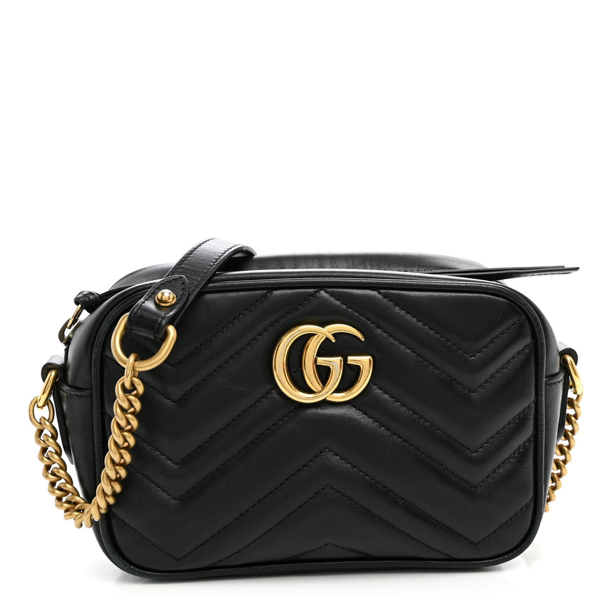 Calfskin Matelasse Mini GG Marmont Camera Bag Black