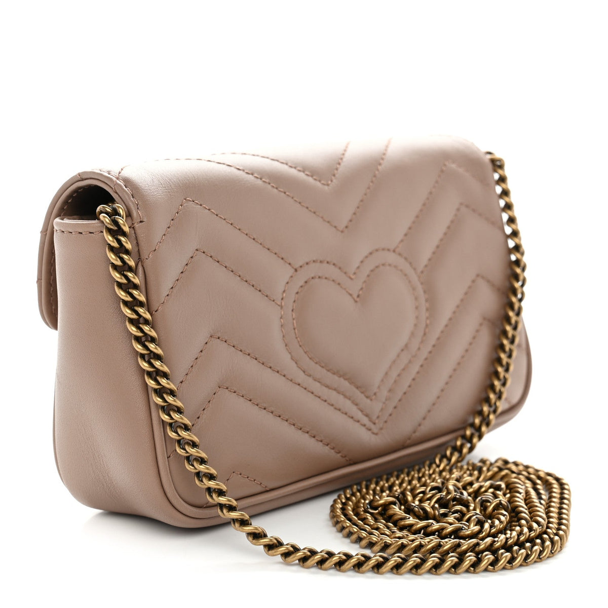 Calfskin Matelasse Super Mini GG Marmont Shoulder Bag Porcelain Rose