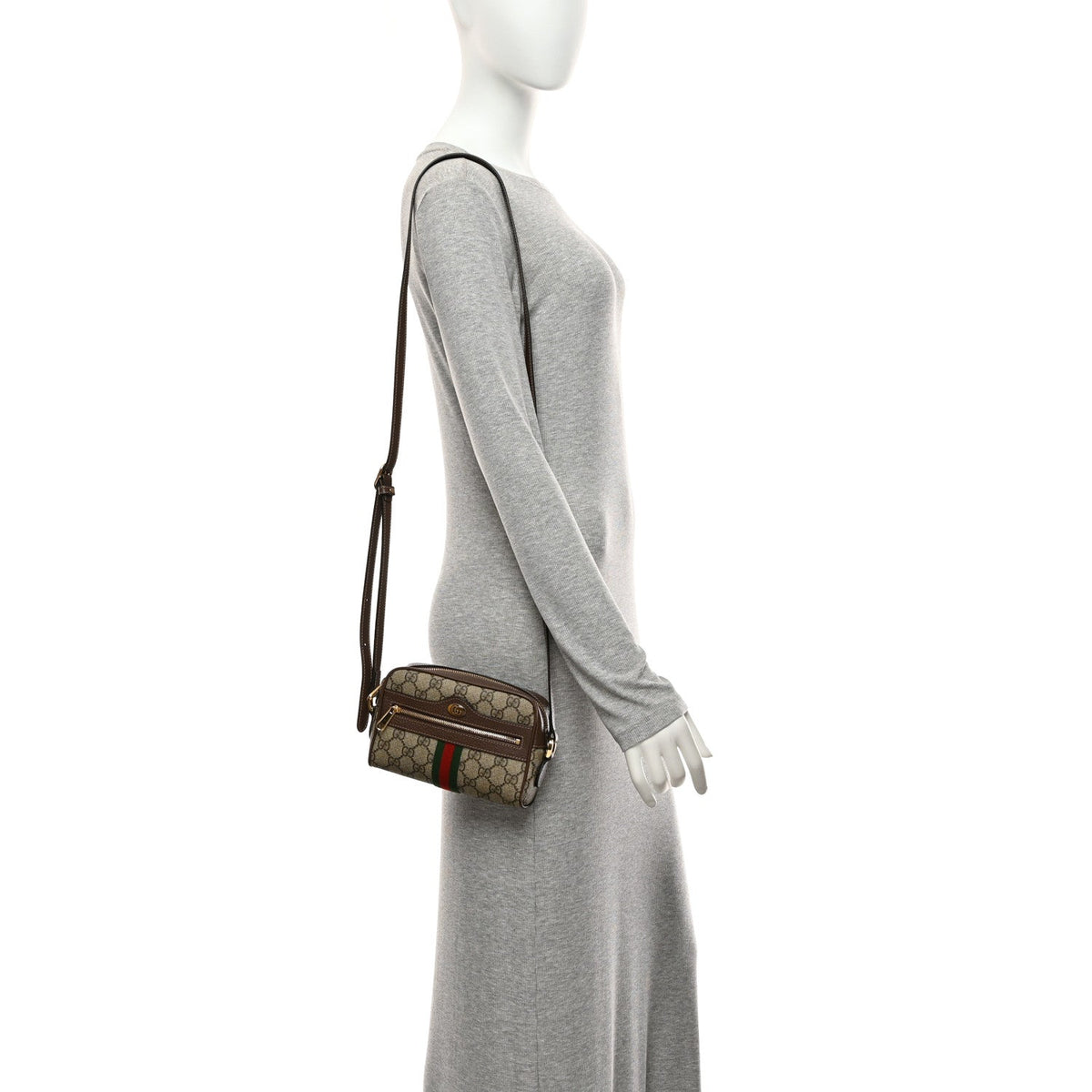 GG Supreme Monogram Web Mini Ophidia Shoulder Bag Brown