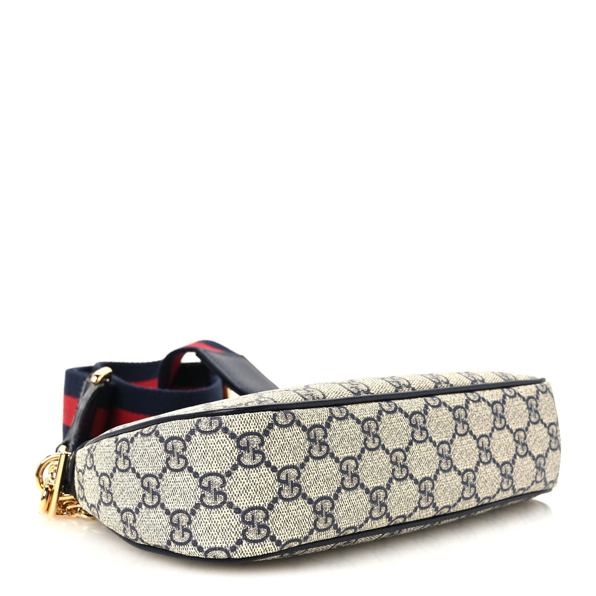 GG Supreme Monogram Textured Dollar Calfskin Web Small Ophidia GG Handbag Beige Blue