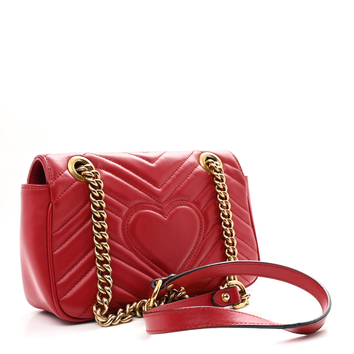Calfskin Matelasse Mini GG Marmont Shoulder Bag Hibiscus Red