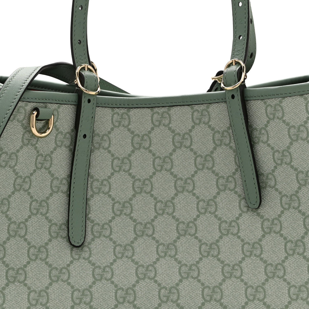 GG Supreme Monogram Emblem Medium Tote Bag Sage Green