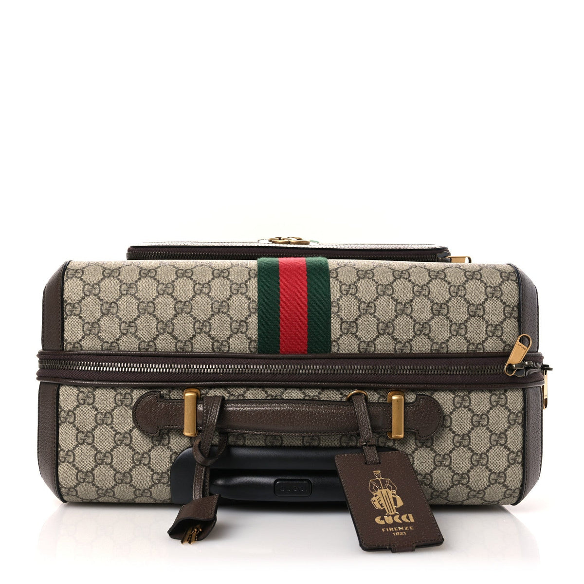GG Supreme Monogram Web Medium Savoy Trolley Beige Ebony