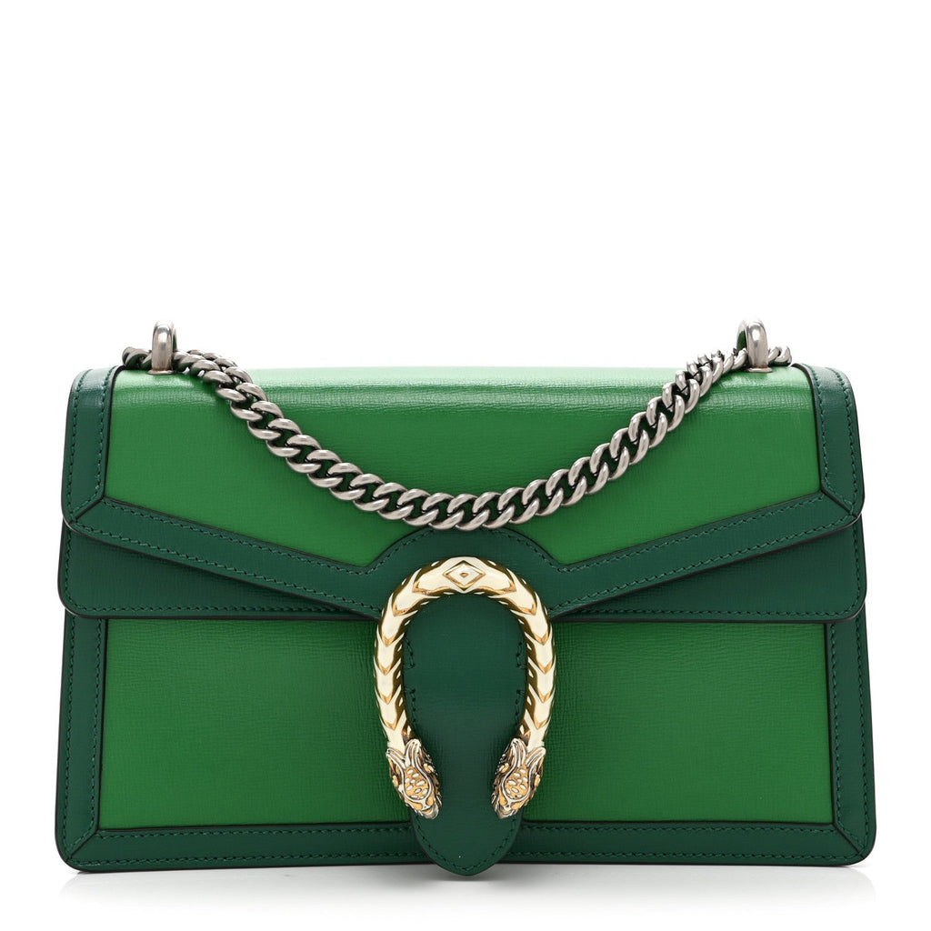 Azalea Calfskin Enamel Small Dionysus Shoulder Bag New Shamarock Emerald Off White