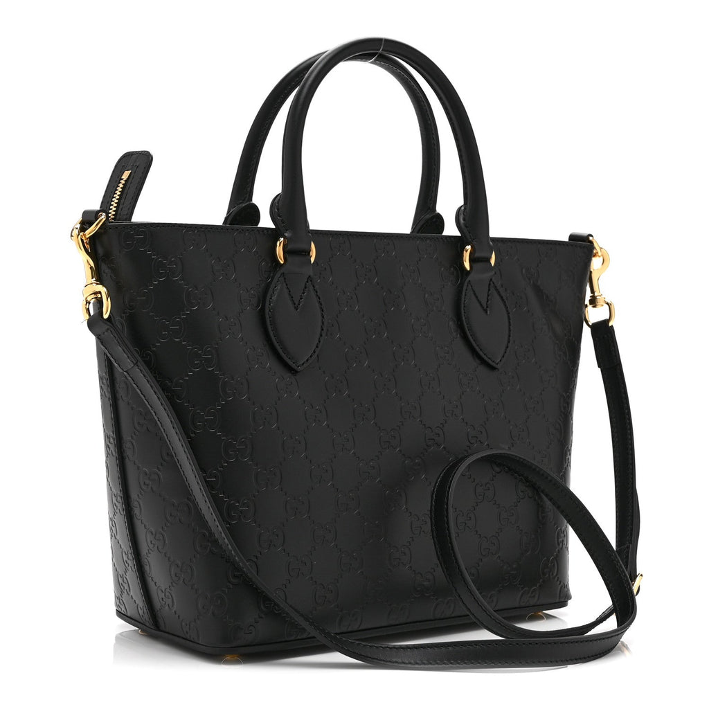 Guccissima Small Zippered Bucket Tote Black