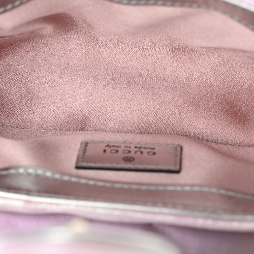 Iridescent Nappa Chevron Matelasse Super Mini GG Marmont Shoulder Bag Iridescent Escape Pink