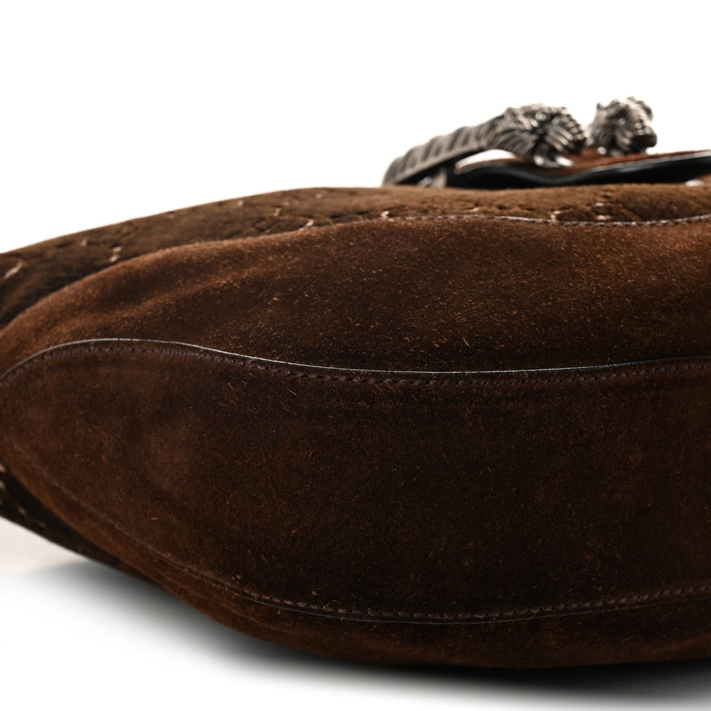 Velvet GG Monogram Web Medium Dionysus Hobo Brown