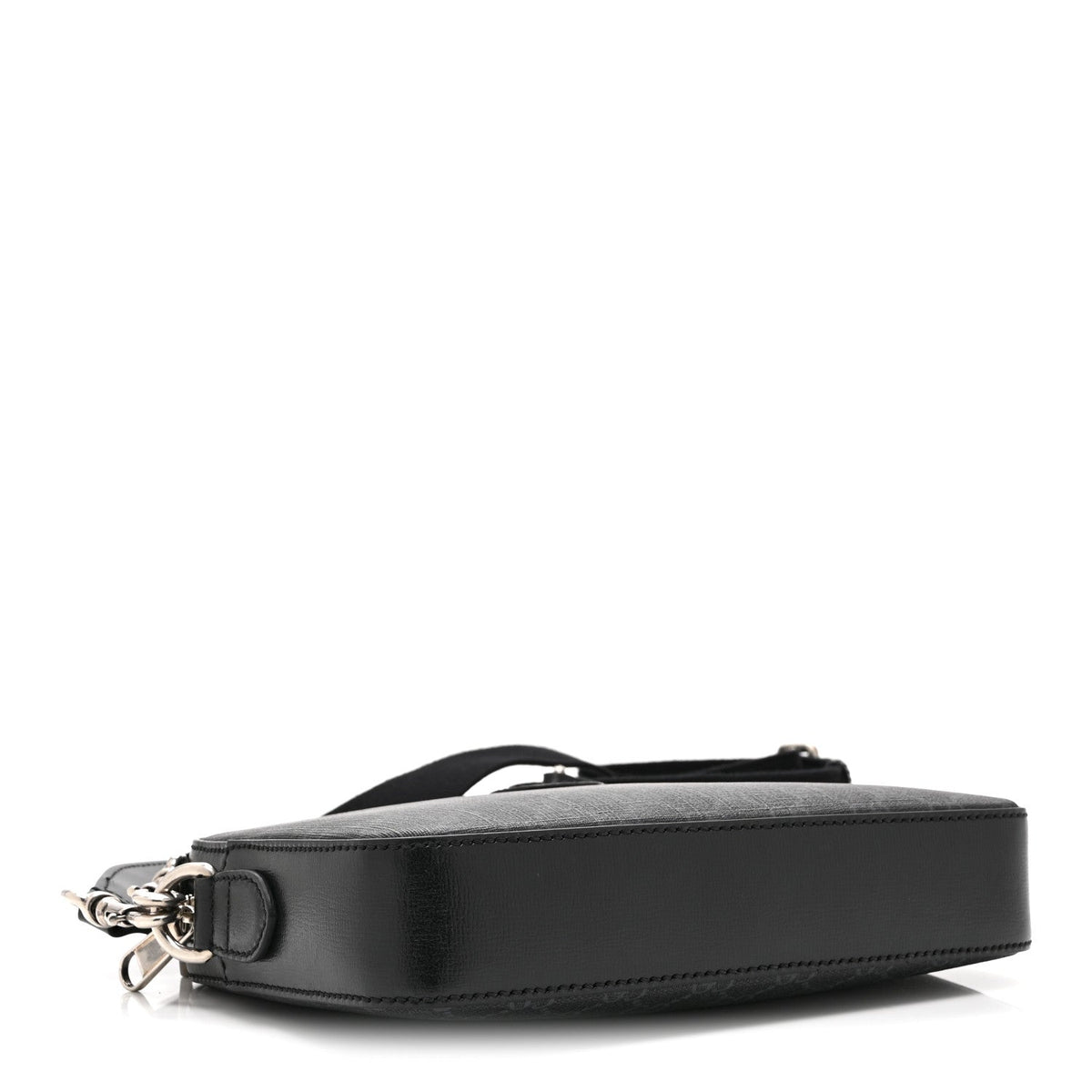 GG Supreme Monogram Azalea Calfskin Retro Interlocking G Wristlet Shoulder Bag Black